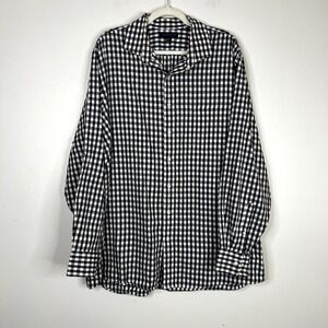 Tommy Hilfiger Blue Brown & White Checkered Long Sleeve Button Down Dress Shirt